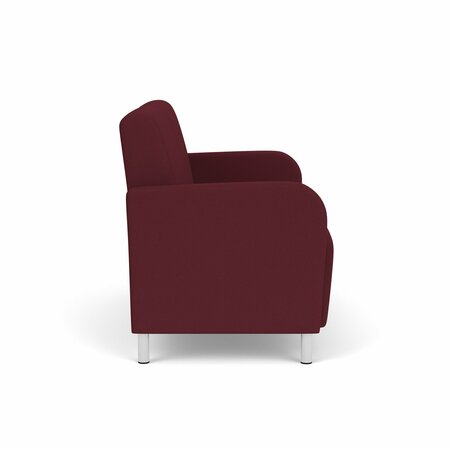 Lesro Siena Lounge Reception 2 Seat Tandem Seating No Center Arm, Brushed Steel, OH Wine Upholstery SN2101